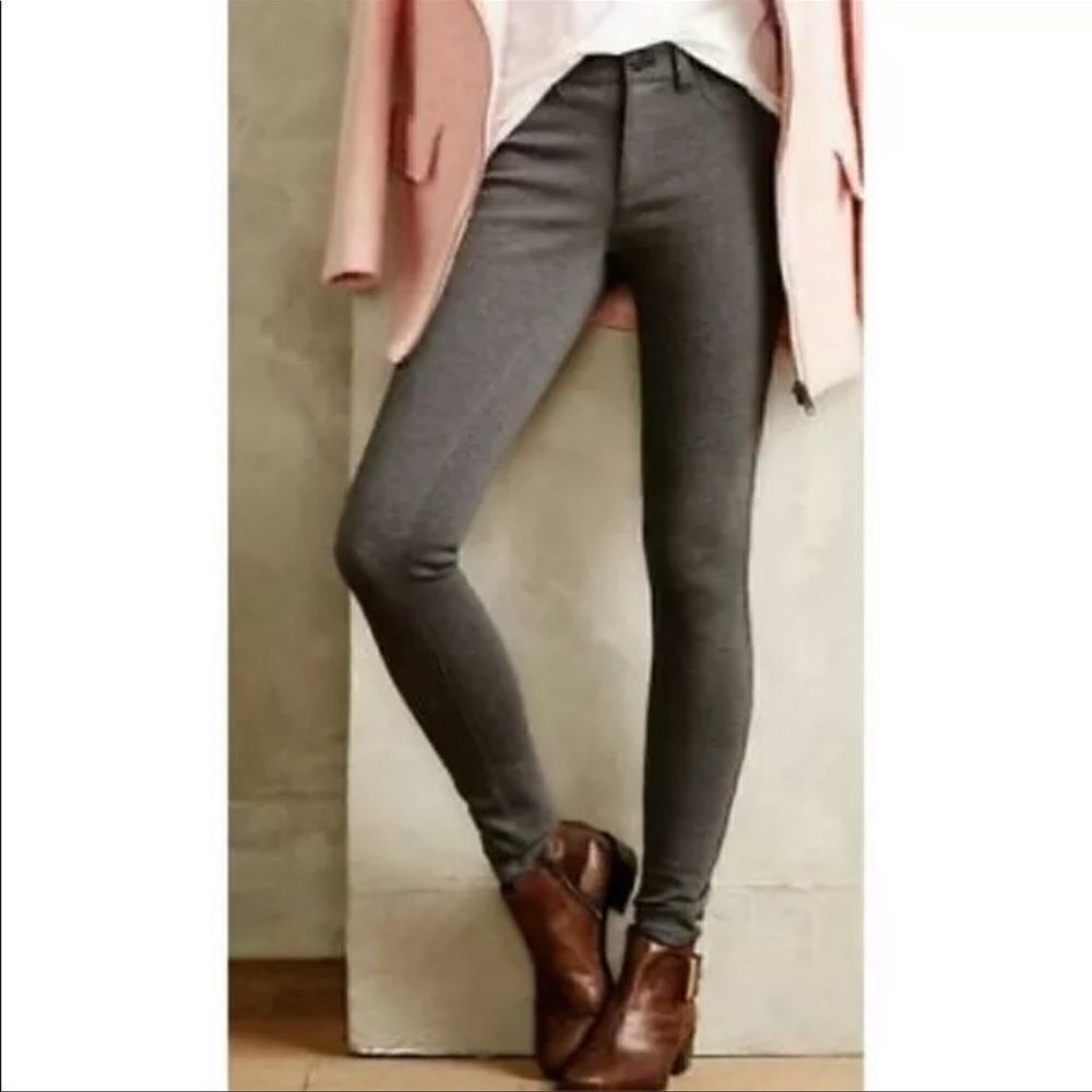 Pilcro and the Letterpress Stretch Fit Serif Ponte Knit Pants Gray 26